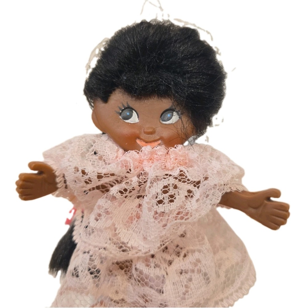 Vintage 1969 IDEAL FLATSY DOLL Pat African American Pink Lace Original Clothes